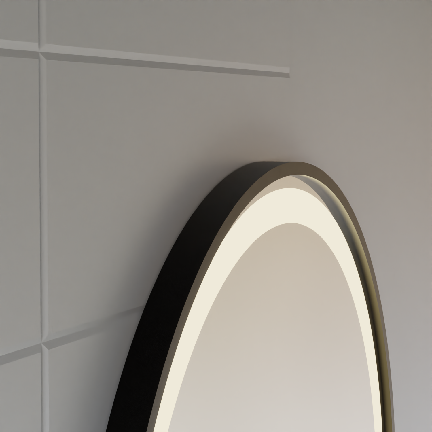 Oglinda LED Touch NOVARA Sistem Dezaburire, Ceas si Temperatura 50 cm Rama Negru Brushed Oglinzi Korman S Default Title Alessandro Design