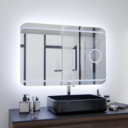 Oglindă LED E30S/65X45, Touch si Funcție Dezaburire, Lumina Cosmetică, 65x45cm, Lumina Rece 6000K Oglinzi Korman E Default Title Alessandro Design