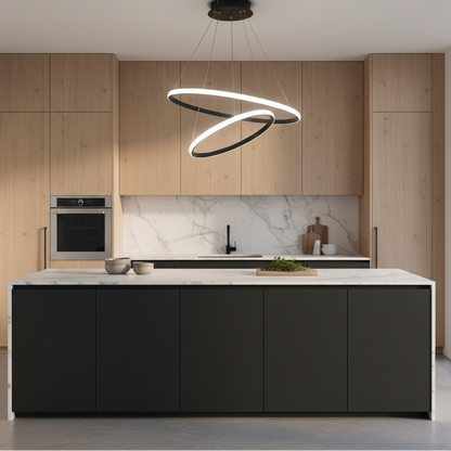 Lustra LED suspendata RICCI 25W, 2 Cercuri, lumina Rece/Calda/Neutra, Negru, Inaltime Reglabila Lustre Moderne Default Title Alessandro Design