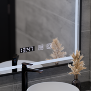 Oglinda LED Touch LUCIDA Sistem Dezaburire, Ceas si Temperatura 50x70 cm Rama Negru Brushed Oglinzi Korman S Default Title Alessandro Design