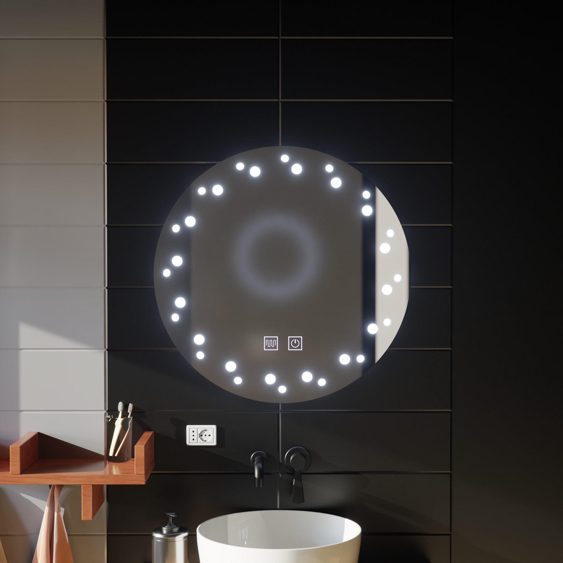 Oglinda LED Touch Ivory, Sistem Dezaburire, Diametru 60cm, Lumina Rece 6000K Oglinzi Korman E Default Title Alessandro Design
