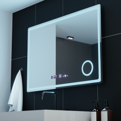 Oglinda LED Rectangulara, 90x60cm, Velour MotionGlow Marcello, Sistem Dezaburire, Ceas & Termometru, Lupa Cosmetica, Dimabila Oglinzi Marcello Default Title Alessandro Design