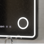Oglinda LED Touch Ulrich Sistem Dezaburire, Ceas si Temperatura 75x90 cm Rama Negru Brushed Lupa Cosmetica Oglinzi Korman S Default Title Alessandro Design