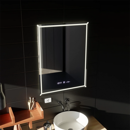 Obdĺžnikové LED zrkadlo, 60x80cm, VillayTouch Marcello, Demister System, Stmievateľné
