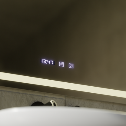 Oglinda LED Touch MODENA Sistem Dezaburire, Ceas si Temperatura 80x60 cm Oglinzi Korman S Default Title Alessandro Design