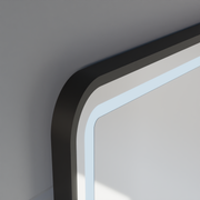 Oglinda LED Touch LUCIDA Sistem Dezaburire, Ceas si Temperatura 60x80 cm Rama Negru Brushed Oglinzi Korman S Default Title Alessandro Design