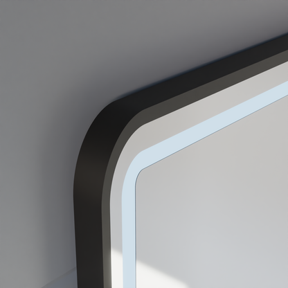 Oglinda LED Touch LUCIDA Sistem Dezaburire, Ceas si Temperatura 60x80 cm Rama Negru Brushed Oglinzi Korman S Default Title Alessandro Design