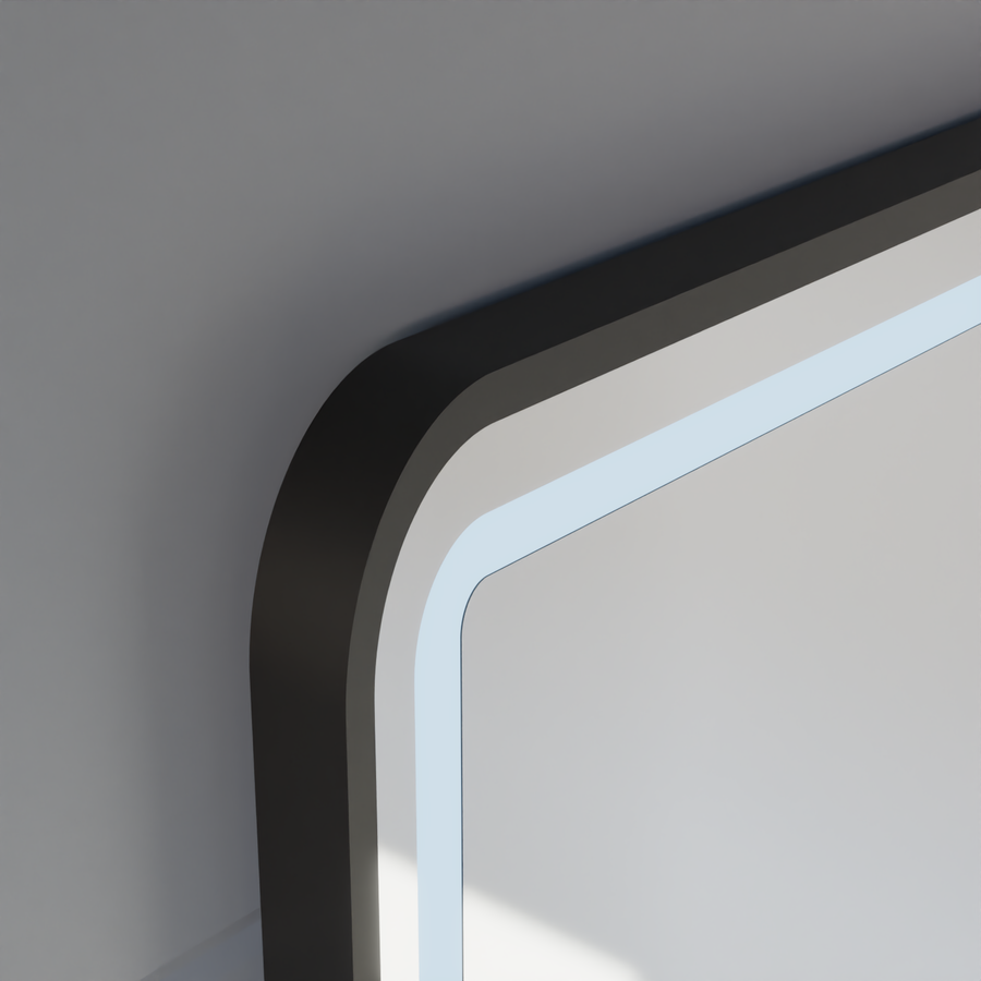 Oglinda LED Touch LUCIDA Sistem Dezaburire, Ceas si Temperatura 60x80 cm Rama Negru Brushed Oglinzi Korman S Default Title Alessandro Design