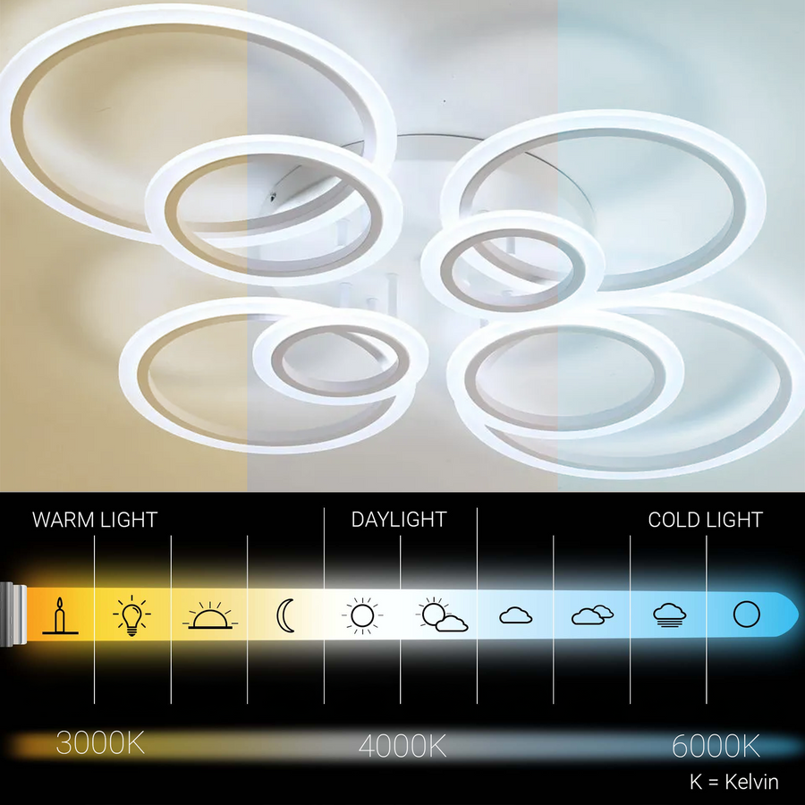 Lustra LED cu telecomanda BETTY 127W, 8 Cercuri, lumina Rece/Calda/Neutra, Dimabila, Alb Lustre LED cu Telecomanda Default Title Alessandro Design