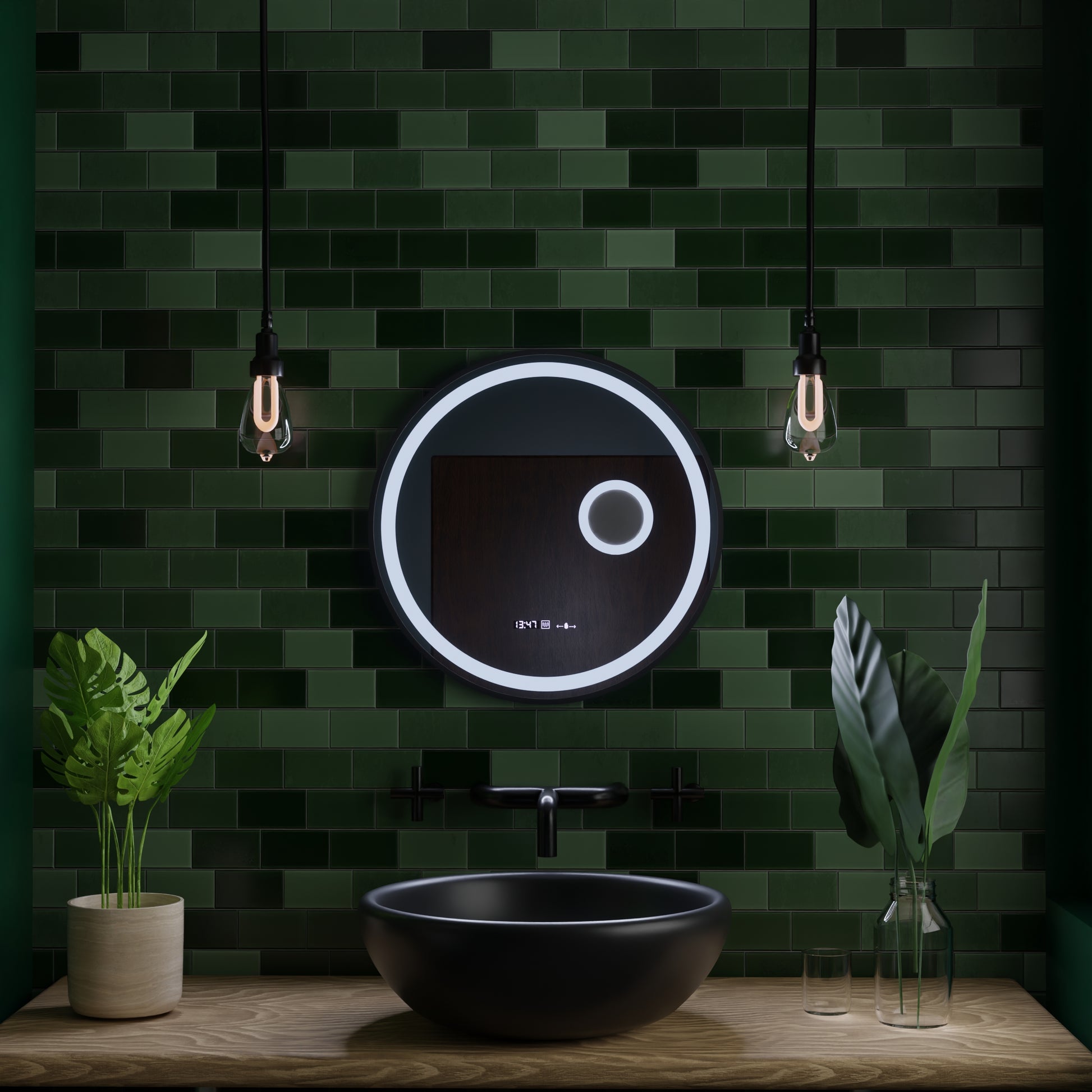 Oglinda LED Rotunda, 11W, 60cm, Micah Senzor MotionGlow Marcello, Sistem Dezaburire, Ceas & Termometru, Lupa Cosmetica, Dimabila Oglinzi Marcello Default Title Alessandro Design