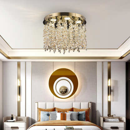 Candelabru LED Cristal LLC213/400GD Rotund, 22W, Lumina Rece/Calda/Neutra, Cristal, Auriu Candelabre Cristal Default Title Alessandro Design