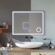 Oglinda LED Touch NIVERA Sistem Dezaburire, Ceas si Temperatura 80x60 cm Lupa Cosmetica Oglinzi Korman S Default Title Alessandro Design