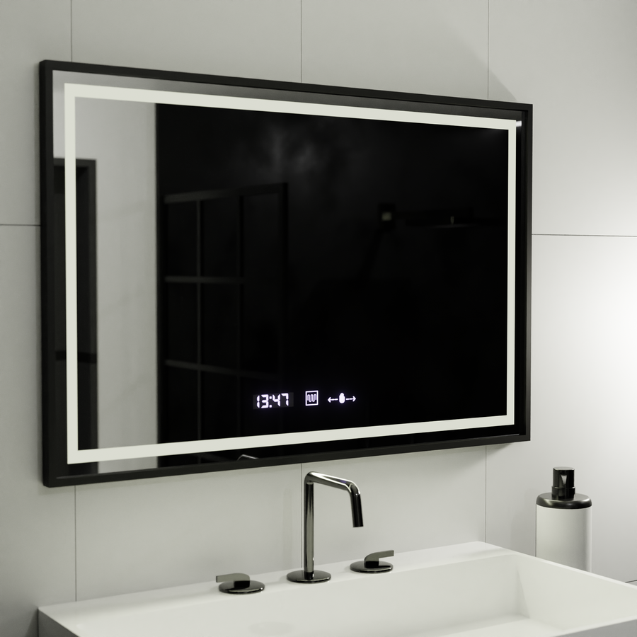 Oglinda LED Rectangulara, 120x80cm, Verite Majeste Noir Motion Glow Marcello, Sistem Dezaburire, Ceas & Termometru, Dimabila Oglinzi Marcello Default Title Alessandro Design