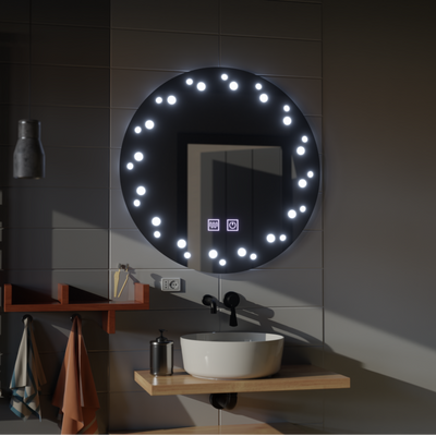 LED dotykové slonovinové zrkadlo odmrazuje systém 70x70cm