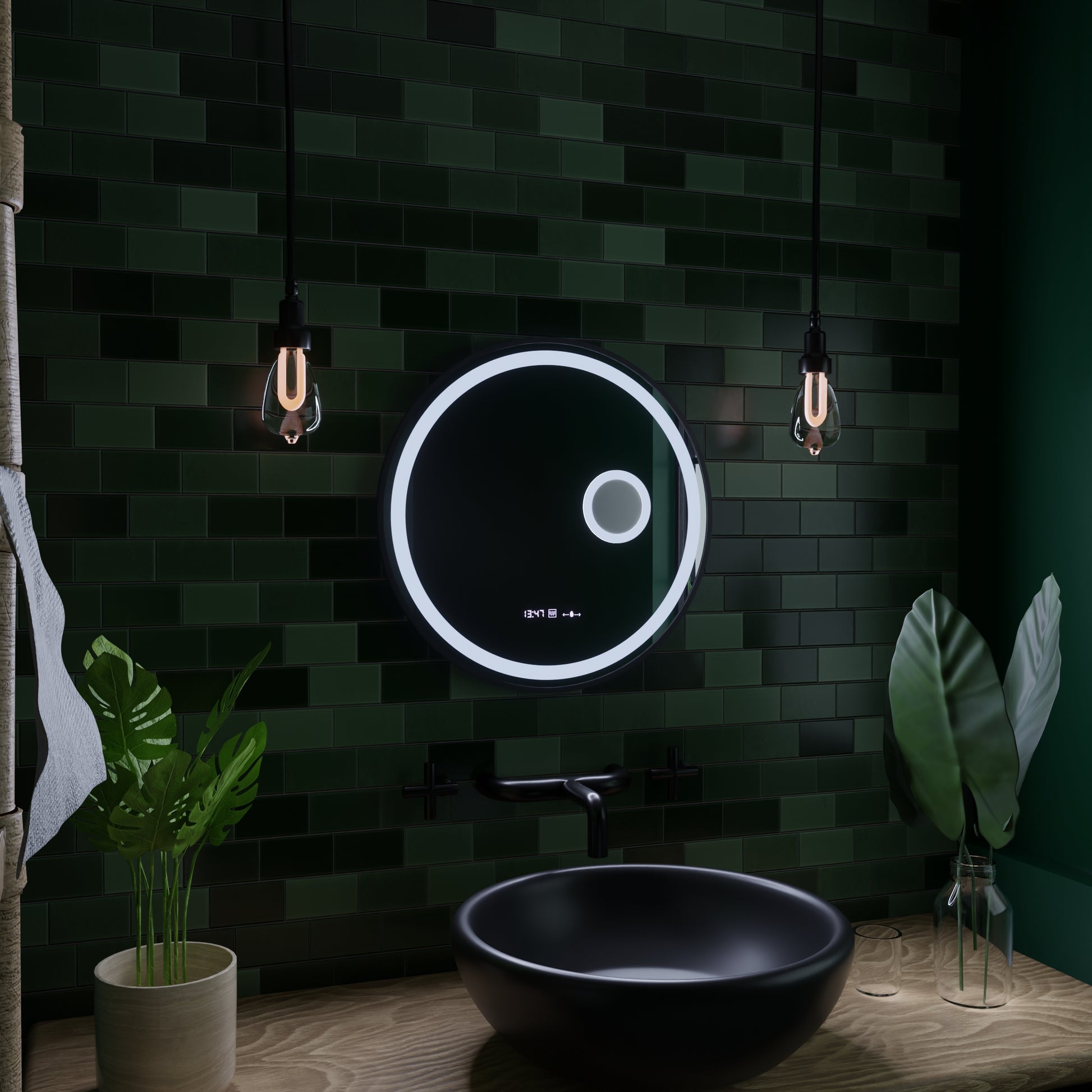Oglinda LED Rotunda, 11W, 60cm, Micah Senzor MotionGlow Marcello, Sistem Dezaburire, Ceas & Termometru, Lupa Cosmetica, Dimabila Oglinzi Marcello Default Title Alessandro Design
