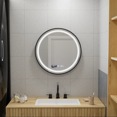 LED okrúhle zrkadlo, 60 cm, Celeste Majesté Noir MotionGlow Marcello, Demister System, Hodiny & Teplomer, Stmievateľné