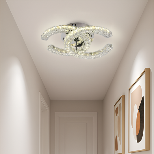 Lustra LED cu telecomanda si cristal SHIA 27.1W, 2 Cercuri, lumina Rece/Calda/Neutra, Dimabila, Crom Lucios Lustre LED cu Telecomanda Default Title Alessandro Design