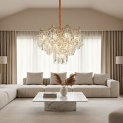 Candelabru Cristal VETRA Magno 10xE14, D60 cm, Auriu, Inaltime Reglabila, Metal si Cristal