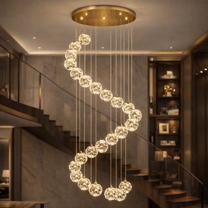Candelabru Cristal LED KILKENNY Culmino, 144W, Lumina Neutra, Diametru 60cm, Auriu Candelabre Moderne Default Title Alessandro Design