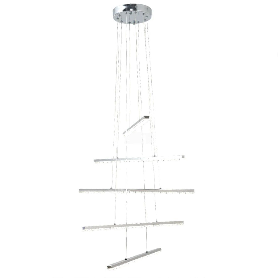 Lustra LED suspendata cu telecomanda si cristal LIBORIA 64W, lumina Rece/Calda/Neutra, Dimabila, Crom Lucios Lustre LED cu Telecomanda Default Title Alessandro Design