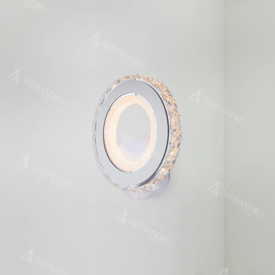 Aplica LED Borandis 16W, Alb cu Crom, Acril si Cristal , Lumina Rece/Calda/Neutra Aplice de Interior Default Title Alessandro Design