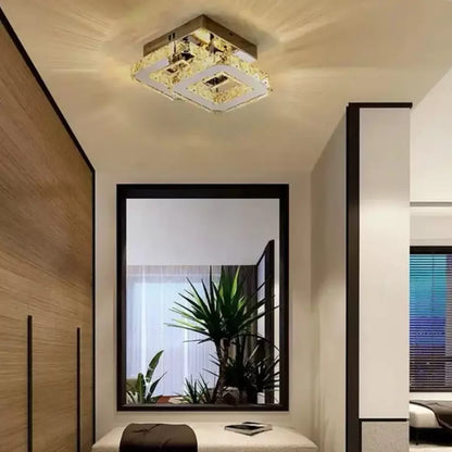 Lustra LED cu cristal JEREMIAH 48W, 2 Patrate, lumina Rece/Calda/Neutra, Crom Lucios Lustre LED Default Title Alessandro Design
