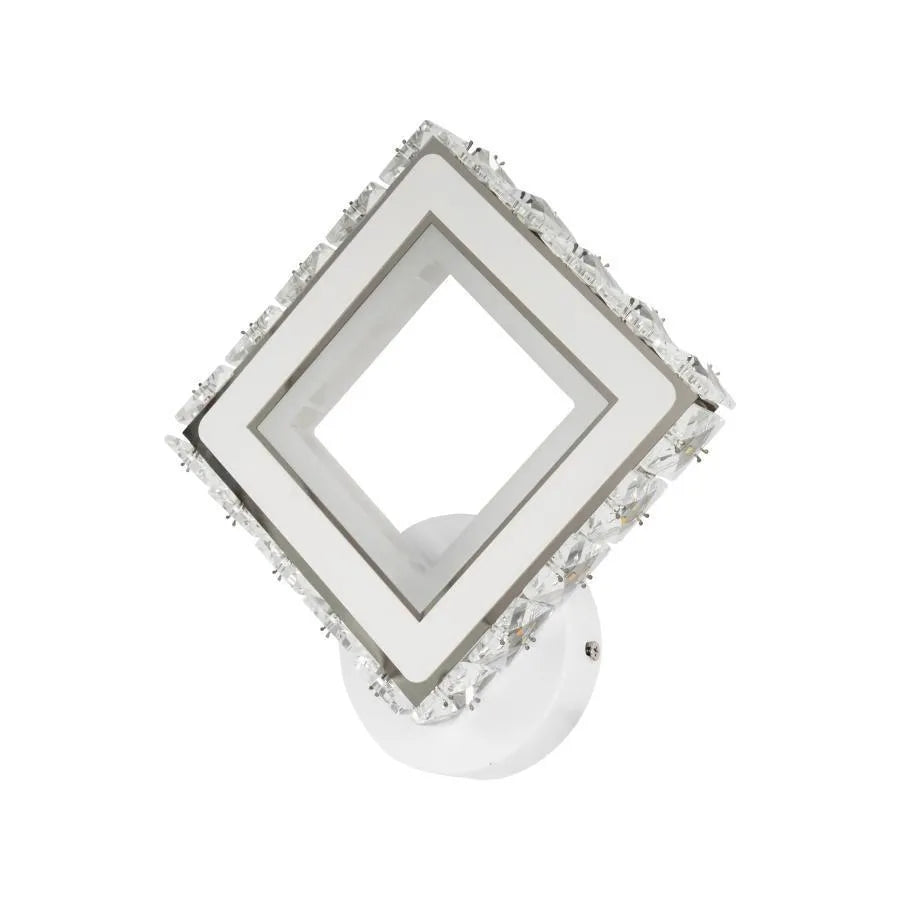 Aplica LED TERRANO cu Cristale, Patrat, 24W, Lumina Rece/Calda/Neutra, Alb & Inox Aplice de Interior Default Title Alessandro Design