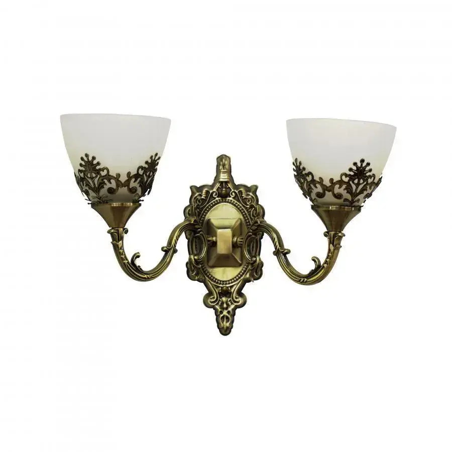 Aplica Rustic COTTAGE, 2xE27, Bronz cu Alb, Metal si Sticla Aplice de Interior Default Title Alessandro Design