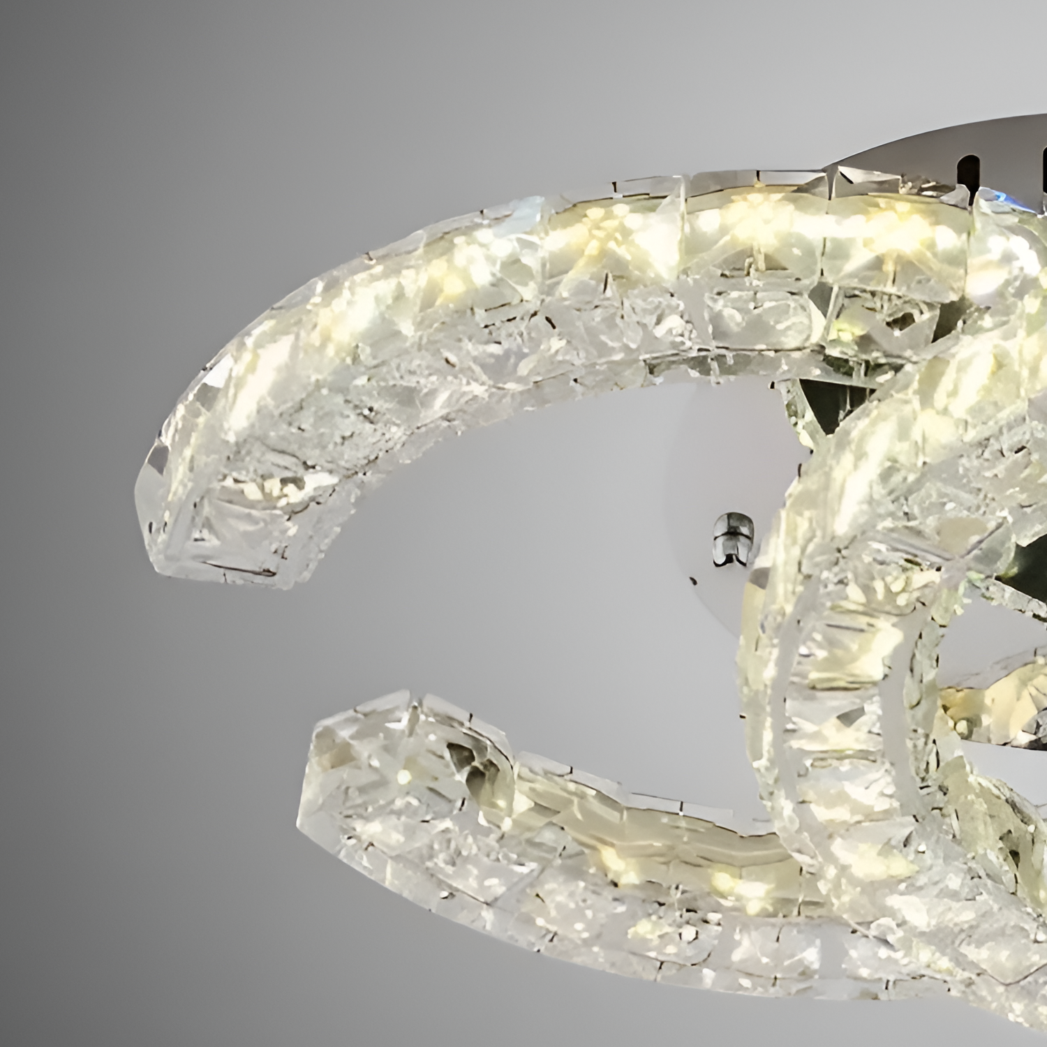 Lustra LED cu telecomanda si cristal SHIA 27.1W, 2 Cercuri, lumina Rece/Calda/Neutra, Dimabila, Crom Lucios Lustre LED cu Telecomanda Default Title Alessandro Design