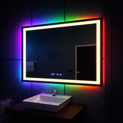 Oglinda LED Rectangulara, 100x60cm, Verite MotionGlow Marcello, Sistem Dezaburire, Ceas & Termometru, Dimabila, W09/100X60BTRGB Oglinzi Marcello Default Title Alessandro Design