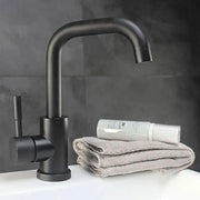 Baterie Lavoar cu Pipa Rotativa, Negru, Inox SUS304, LY008C Baterii de Baie Default Title Alessandro Design