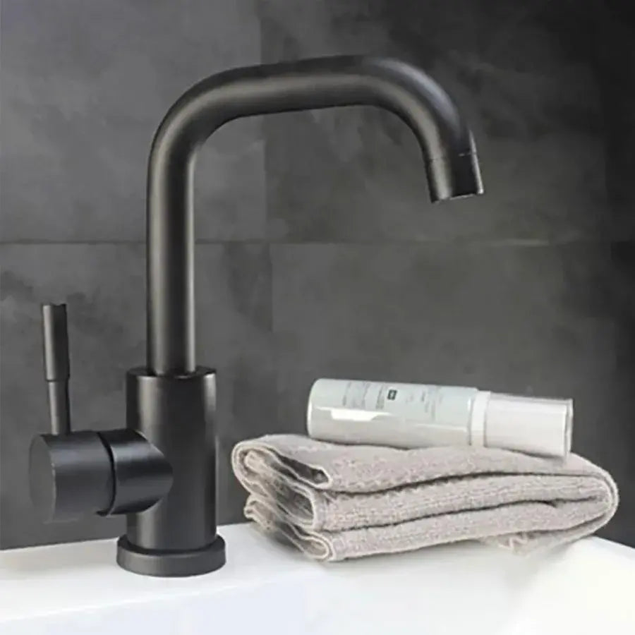 Baterie Lavoar cu Pipa Rotativa, Negru, Inox SUS304, LY008C Baterii de Baie Default Title Alessandro Design