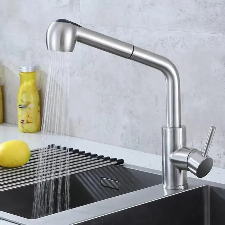 Baterie bucatarie cu dus extractibil Starke CF019, monocomanda, inox, cartus ceramic, satinat Baterii de Bucatarie Default Title Alessandro Design