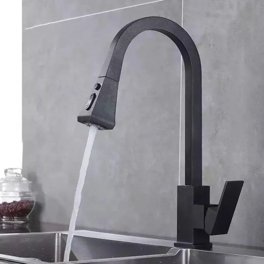 Kuchynská batéria s výsuvnou sprchou, sanitárna mosadz, čierna, OD/2040 Kuchynské batérie Predvolený názov Alessandro Design