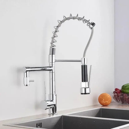 Kuchynská batéria s výsuvnou sprchou, nehrdzavejúca oceľ a chrómová mosadz, kuchynské batérie YD/201 Predvolený názov Alessandro Design
