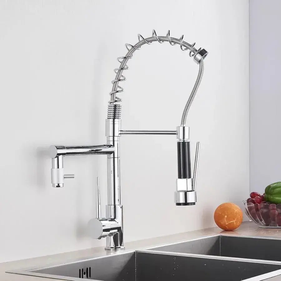 Kuchynská batéria s výsuvnou sprchou, nehrdzavejúca oceľ a chrómová mosadz, kuchynské batérie YD/201 Predvolený názov Alessandro Design