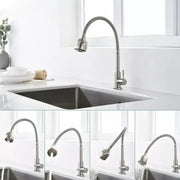 Baterie Bucatarie Pipa Flexibila 2 Jeturi Cartus Ceramic Inox Satinat Racorduri Incluse CF031 Baterii de Bucatarie Default Title Alessandro Design