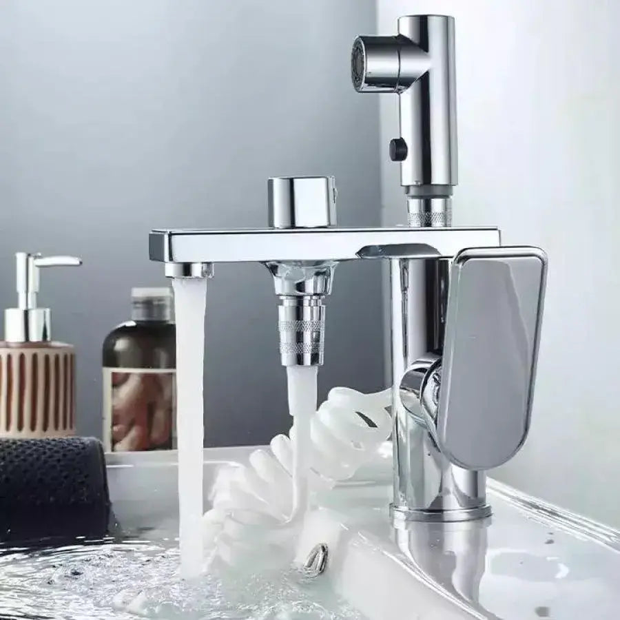 Multifunkčná umývadlová batéria s výsuvnou sprchou, lesklý chróm, moderný dizajn Kúpeľňové batérie Predvolený názov Alessandro Design