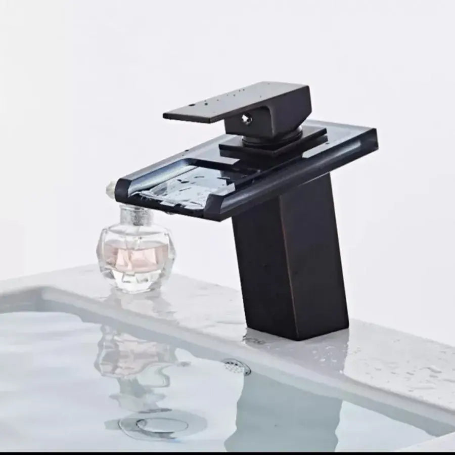Umývadlová batéria, zliatina a sklo, čierna, OD3007 Kúpeľňové batérie Predvolený názov Alessandro Design