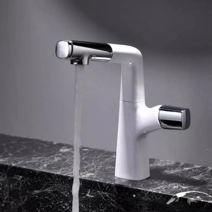 Umývadlová batéria s výsuvnou sprchou, sanitárna mosadz, chróm a biela, MP016B/C Kúpeľňové batérie Predvolený názov Alessandro Design