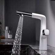 Umývadlová batéria s výsuvnou sprchou, sanitárna mosadz, chróm a biela, MP016B/C Kúpeľňové batérie Predvolený názov Alessandro Design
