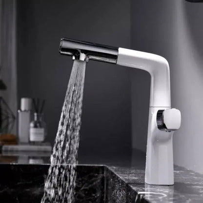 Umývadlová batéria s výsuvnou sprchou, sanitárna mosadz, chróm a biela, MP016B/C Kúpeľňové batérie Predvolený názov Alessandro Design