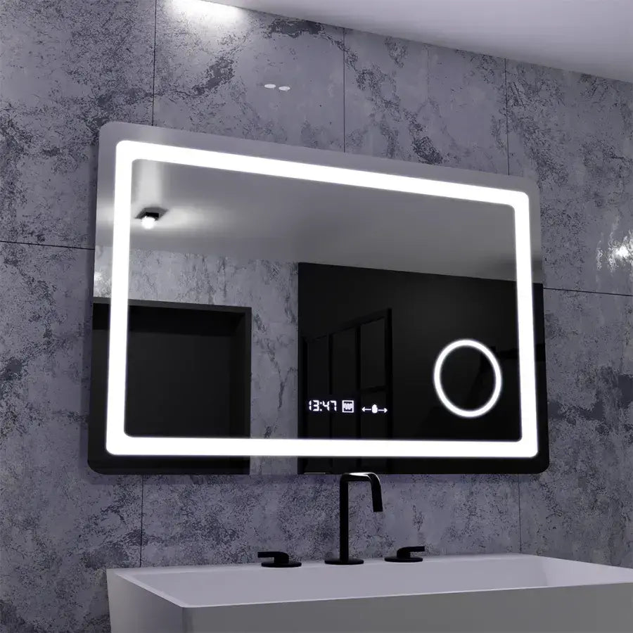 Oglinda LED Rectangulara, 90x60cm, Souverain MotionGlow Marcello, Sistem Dezaburire, Ceas & Termometru, Lupa Cosmetica, Dimabila Oglinzi Marcello Default Title Alessandro Design