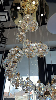 Candelabru Cristal LED KILKENNY Culmino, 144W, Lumina Neutra, Diametru 60cm, Auriu Candelabre Moderne Default Title Alessandro Design