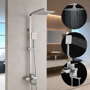 SET Coloana de dus cu baterie, Inox, para patrata, efect ploaie, 3 functii, montare pe perete, Satinat, Accesorii Incluse, LY005 Baterii & Coloane de Duș Default Title Alessandro Design