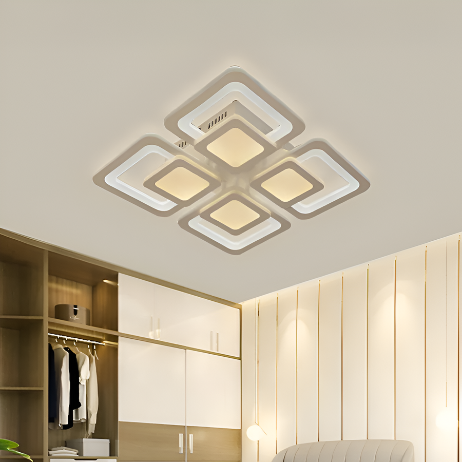 Lustra LED cu telecomanda SUSAN 96W, 4 Patrate, lumina Rece/Calda/Neutra, Dimabila, Alb Lustre LED cu Telecomanda Default Title Alessandro Design