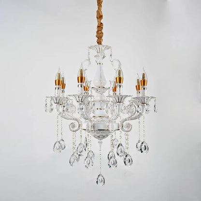 Candelabru Cristal Bruhier 8x E14, Diametru 65cm, Alb cu Auriu, Inaltime Reglabila Candelabre Clasice Default Title Alessandro Design
