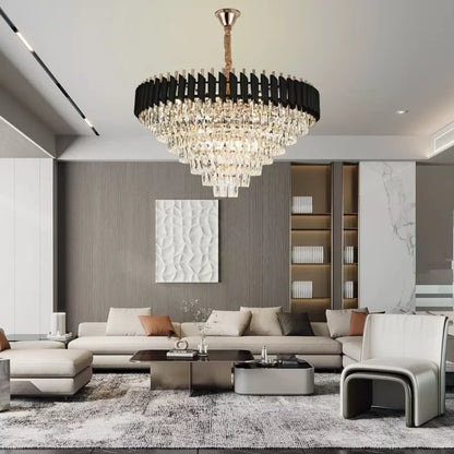 Candelabru Cristal VERSAILLES Supremo 12xE14, Diametru 80cm, Auriu Lucios si Negru, Inaltime Reglabila Candelabre Cristal Default Title Alessandro Design