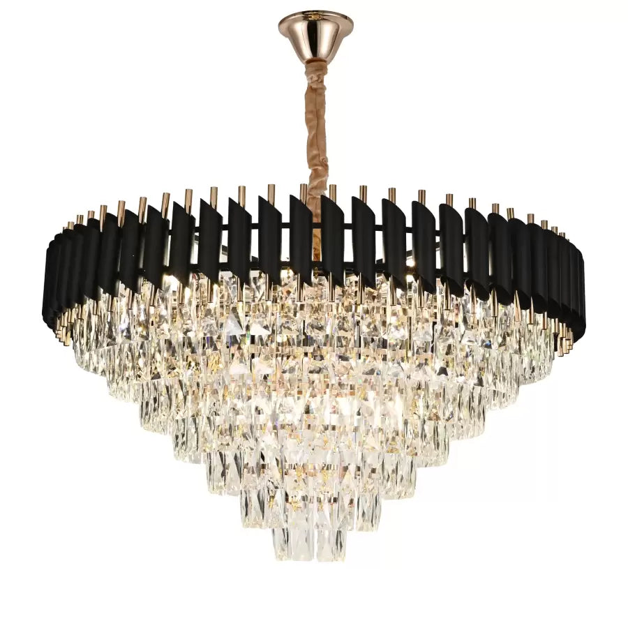 Candelabru Cristal VERSAILLES Supremo 12xE14, Diametru 80cm, Auriu Lucios si Negru, Inaltime Reglabila Candelabre Cristal Default Title Alessandro Design