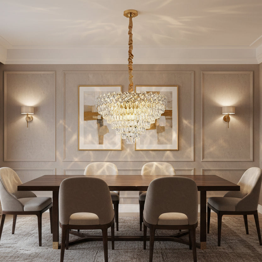 Candelabru Cristal WINDSOR Supremo 10xE14, Diametru 80cm, Auriu Lucios, Inaltime Reglabila Candelabre Cristal Default Title Alessandro Design